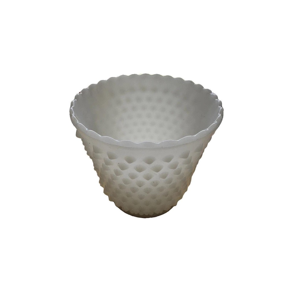 Fenton Hobnail Milk Glass‎ Jardinière Planter Vase #3898 Scalloped Rim Vintage
